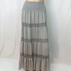 Daniel Rainn Gray Swiss Dot Long Skirt